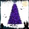 Black Artificial Christmas Halloween Tree with Purple LED Lights